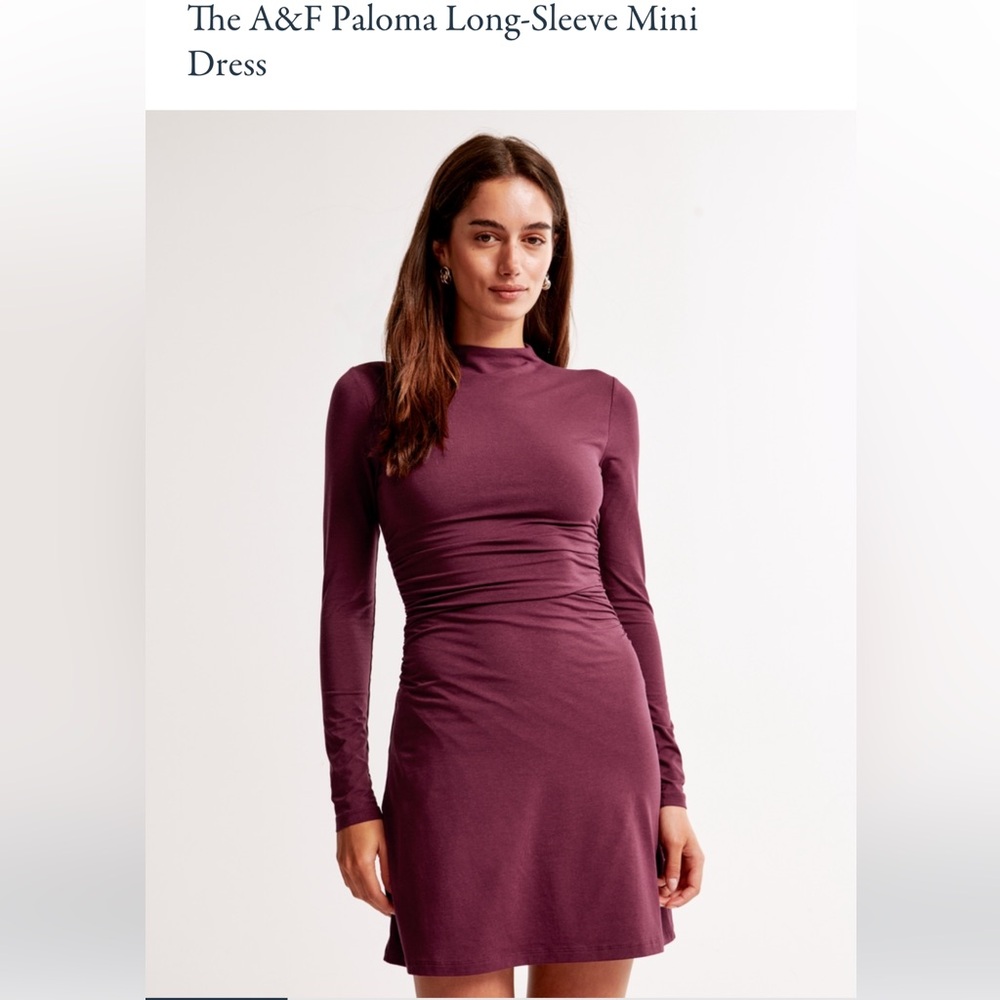 Abercrombie & Fitch Paloma Long-Sleeve Mini Dress - Deep Wine